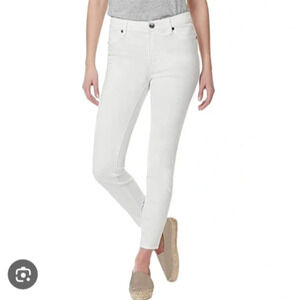 Buffalo David Bitton White Jeans Mid-Rise Stretch Skinny Ankle Grazer 36"x25.5"